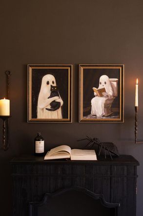 Kalalou Set Of Two Halloween Ghosts Paintings
