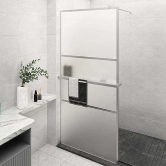 vidaXL Mampara Ducha Con Estante Vidrio Esg Aluminio Cromado 90x195 Cm