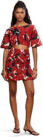 AMUR Penelope Smocked Skirt in Red Bloom at Nordstrom, Size 10