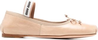 Miu Miu leather ballet shoes - women - Leather/Leather/Leather - 36.5 - Neutrals
