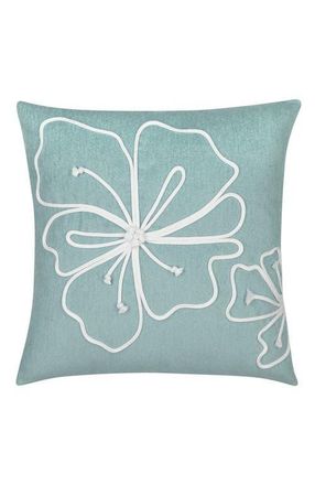 Elaine Smith Hibiscus Mist Rope Hand Appliqued Indoor & Outdoor Woven Accent Pillow at Nordstrom, Size 22X22