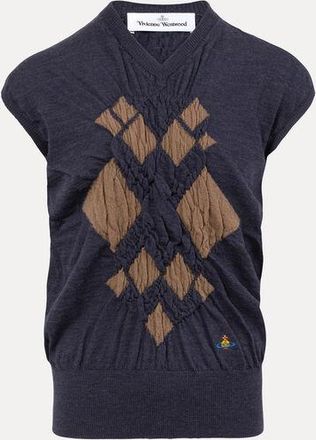 Vivienne Westwood Greg Vest Wool / Polyamide / Elastane Navy-camel M/l Unisex