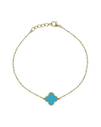 Italian Gold, Inc 14K Italian Gold Turquoise Clover Bracelet