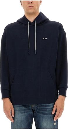 HUGO BOSS Logo Sweatshirt - Heren - Hoodies - Blauw - M - Katoen - Hoodies & sweatvesten
