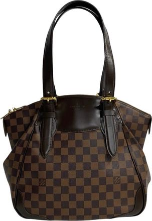 Louis Vuitton Brown Leather Pvc Handbag Tote Bag (Pre-Owned)