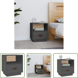 vidaXL Comodino grigio - Comodino Grigio 40x34x45 cm in Legno Massello di Pino