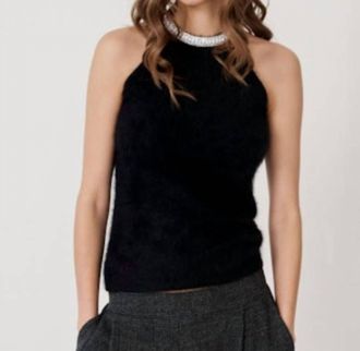 Autumn Cashmere Cashmere Banded Necklace Halter Top In Night