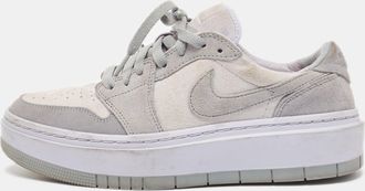 Nike Air Jordans Grey/white Suede Elevate Air Jordan 1 Low Top Sneakers