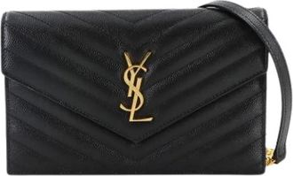 Saint Laurent Pre-owned Cross Body Bags, female, Black, Size: ONE SIZE Pre-owned Leather Cross Body Bag