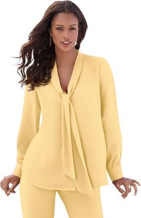 Roaman's Long Sleeve Bow Blouse in Banana at Nordstrom, Size 42