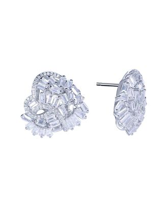 Suzy Levian Suzy Levian Silver Cz Large Cluster Heart Earrings