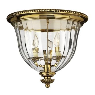 Netlighting Cambridge 3 Light Flush Mount Ceiling Light Burnished Brass E14 in Yellow