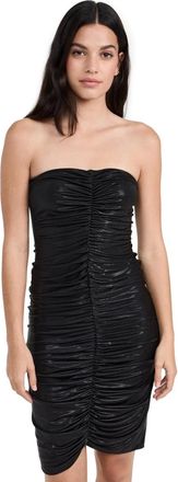 Norma Kamali Dress Womens Black Stretch Shirred Front Sweetheart Neck KFC1062