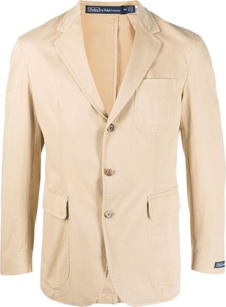 Polo Ralph Lauren notched-lapel single-breasted blazer - men - Cotton/Polyester/Spandex/Elastane/Viscose/Cotton - 38 - Neutrals