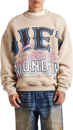 Diet Starts Monday Jumbo Crewneck Sweatshirt In Taupe
