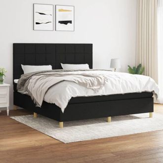 vidaXL Vidaxl - Cama Box Spring Con Colch&oacute;n Tela Negro 180x200 Cm