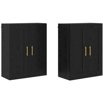 vidaXL Gabinetes montados en la pared 2 pcs Roble Negro vidaXL