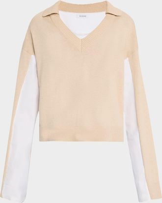 Naadam Cotton-Cashmere Mixed Media Sweater