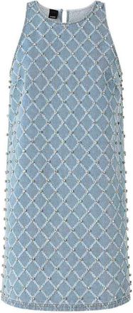 Pinko Sleeveless Denim Dress With Rhinestones