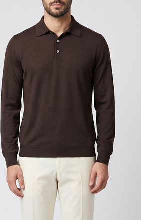 Lardini Polo in maglia di lana a maniche lunghe con tre bottoni