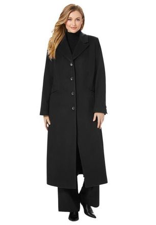 Jessica London Full Length Wool Blend Coat in Black at Nordstrom, Size 12