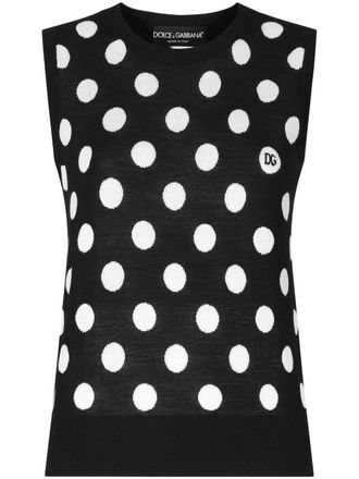 Dolce & Gabbana polka-dot knitted vest - Black