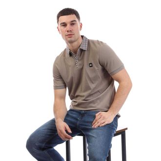 Weekend Offender Heren Geruit Kraag Katoenen Poloshirt (Steen)