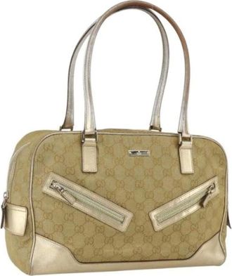 Gucci Pre-owned Handbags, female, Beige, Size: ONE SIZE Pre-owned Canvas Handbag