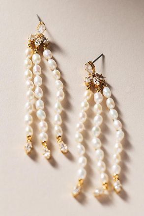 Nadri Freshwater Pearl Linear Drop Earrings