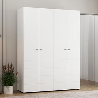 Dmora Armario Grande Soris, Guarda Ropa Habitaci&oacute;n, 2 Estantes, 4 Compartimentos, 155x208h Cm Blanco Mate
