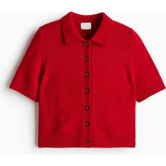 H&M Short-sleeved Collared Cardigan at Nordstrom, Size Xx-Large