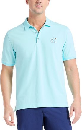 Robert Graham Monkey Business Embroidered Cotton Piqué Polo in Mint at Nordstrom, Size Xxx-Large