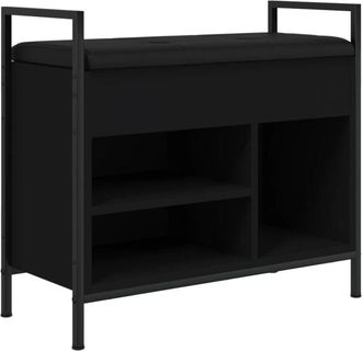 vidaXL Shoe Bench Black 65.5x32x57.5 cm Engineered Wood Vidaxl