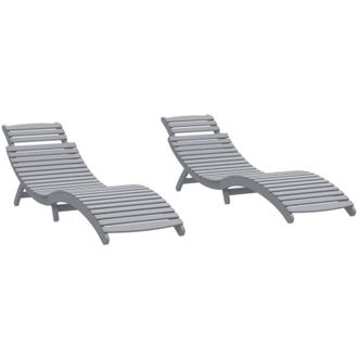 vidaXL Vidaxl - Lettini 2 pz Grigi 184x55x64 cm Legno Massello di Acacia
