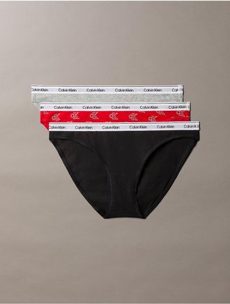Calvin Klein Womens Icon Logo 3-Pack Bikini - Multi - XL