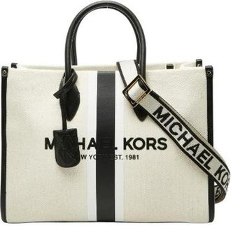 Michael Kors Pre-owned Tote Bags, female, White, Size: ONE SIZE Pre-owned Canvas Tote Bag