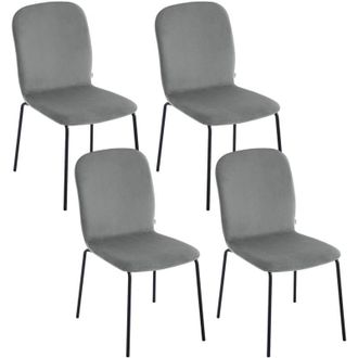 Woltu Set 4 Sedie Moderne sala Pranzo Salotto Cucina Seduta in Velluto e Metallo, Grigio Scuro - Woltu