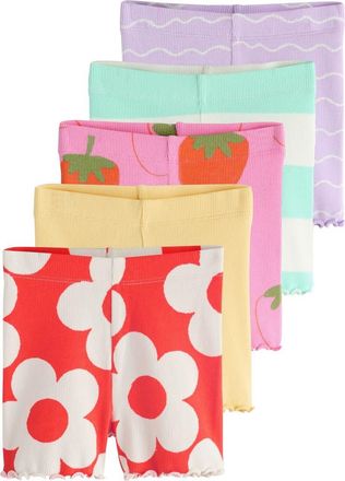 Next Kids Rib Assorted 5-Pack Stretch Cotton Cycling Shorts in Pink at Nordstrom, Size 4-5