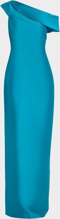 Badgley Mischka One-Shoulder Column Gown