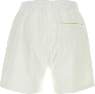 Casablanca Mens White Stretch Cotton Blend Bermuda Shorts