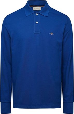 GANT Polo met lange mouwen en geborduurd logo voor heren (College Navy)