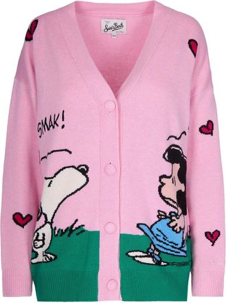 MC2 Saint Barth heart-graphic V-neck cardigan - Pink