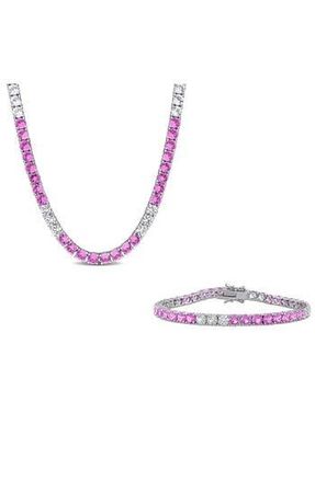 Delmar Lab Grown Pink & White Sapphire Bracelet & Necklace Set at Nordstrom Rack