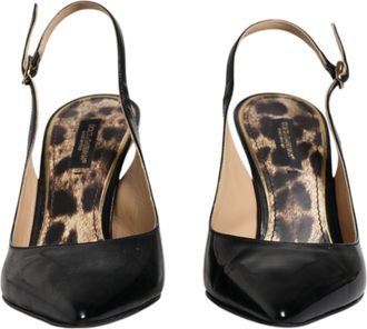 Dolce & Gabbana Black Leather High Heels Slingbacks Womens Shoes (Pre-Owned)