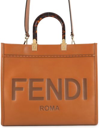Fendi Brown Leather Shoulder Bag Tote Bag (Pre-Owned)