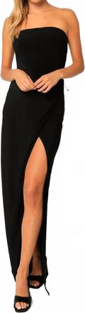 Olivaceous High Slit Strapless Maxi Dress In Black