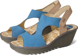 FLY London YOXA576FLY Womens Sandals Blue/Natural : EU 39 (US Womens 8-8.5) M, Leather