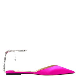 Jimmy Choo London Saeda Crystal Embellished Satin Flats, Brand Size 35.5 ( US Size 5.5 )