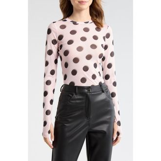AFRM Kaylee Floral Mesh Top in Rose Blur Dot at Nordstrom, Size Xx-Small