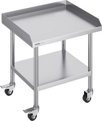 OEM Arbeitstisch Aus Edelstahl, 610 X 711 X 762 Mm Arbeitstisch Zur Lebensmittelzubereitung Mit 4 R&auml;dern, Lenkrollen, 3-seitiger Spritzschutzwand, Arbeits
